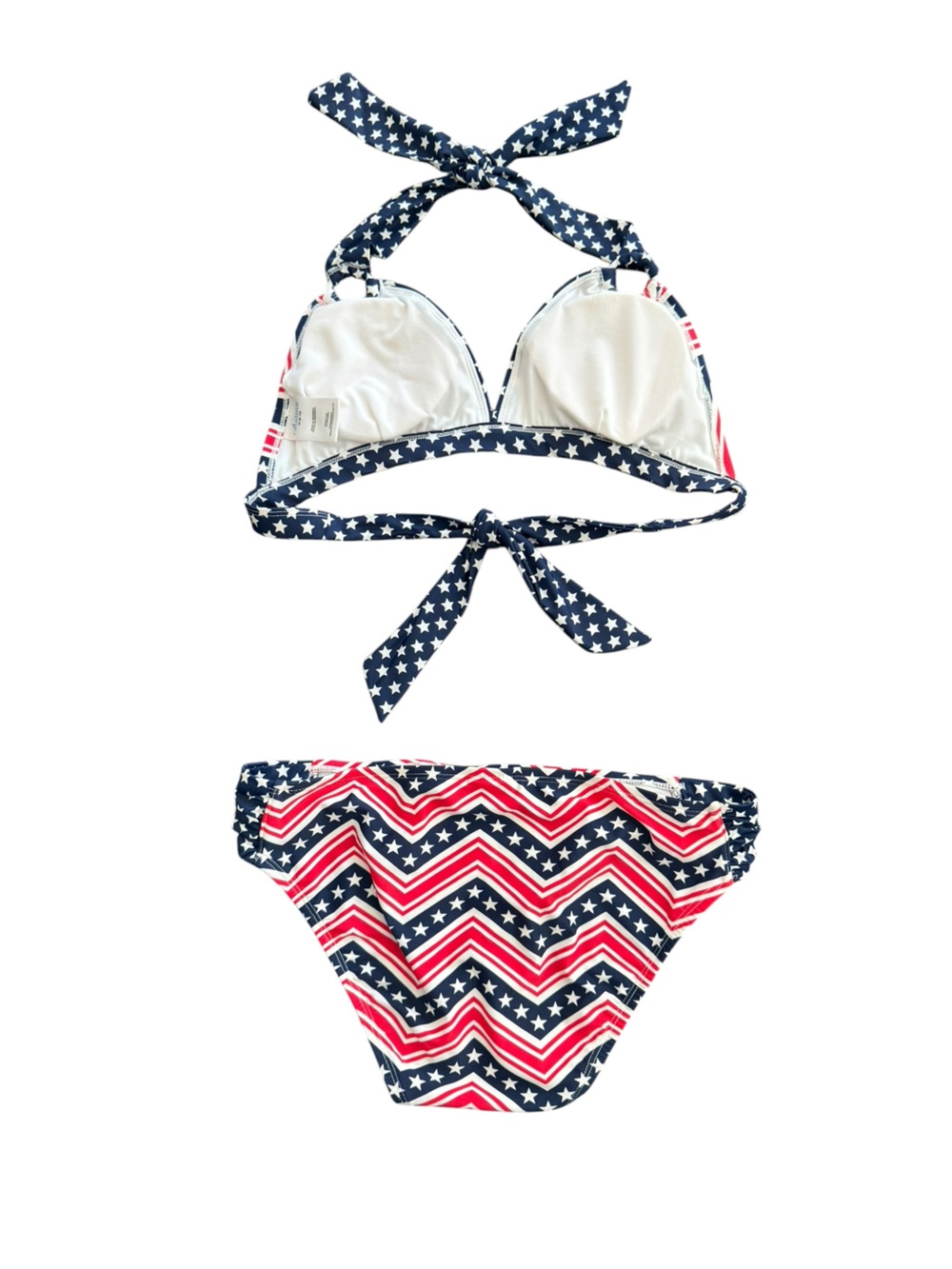Catalina Patriotic Stars Stripes Low Rise Halter Bikini Navy Red Size Med 8/10 - Picture 5 of 16